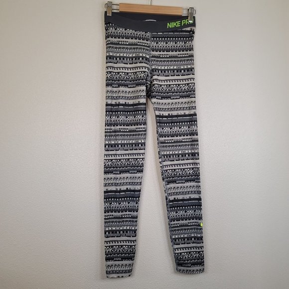 Nike Pro Warm 8 Bit Fair Isle Tights Medium - Picture 2 of 10